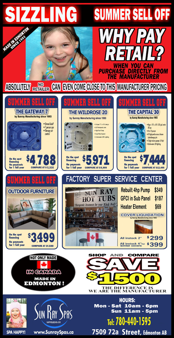 Edmonton Hot Tub Specials Ad